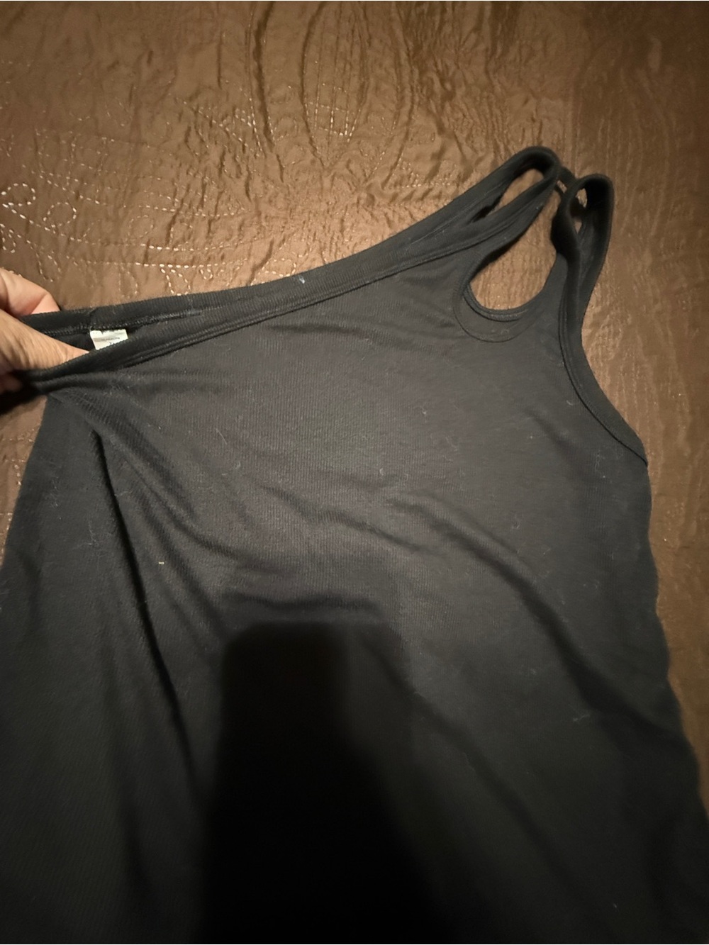 Black Women's Double-Strap  one shoulder Tank Top